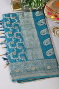Blue Silk Floral Zaal Woven Banarasi Saree