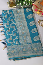 Blue Silk Floral Zaal Woven Banarasi Saree