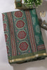 Green Cotton Silk Block Printed Saree