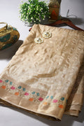 Beige Color Silk Resham & Zari Woven Saree