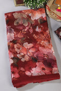 Maroon Colour Floral Printed Chiffon Saree