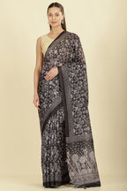 Black Kota Cotton Floral Jaal Printed Saree