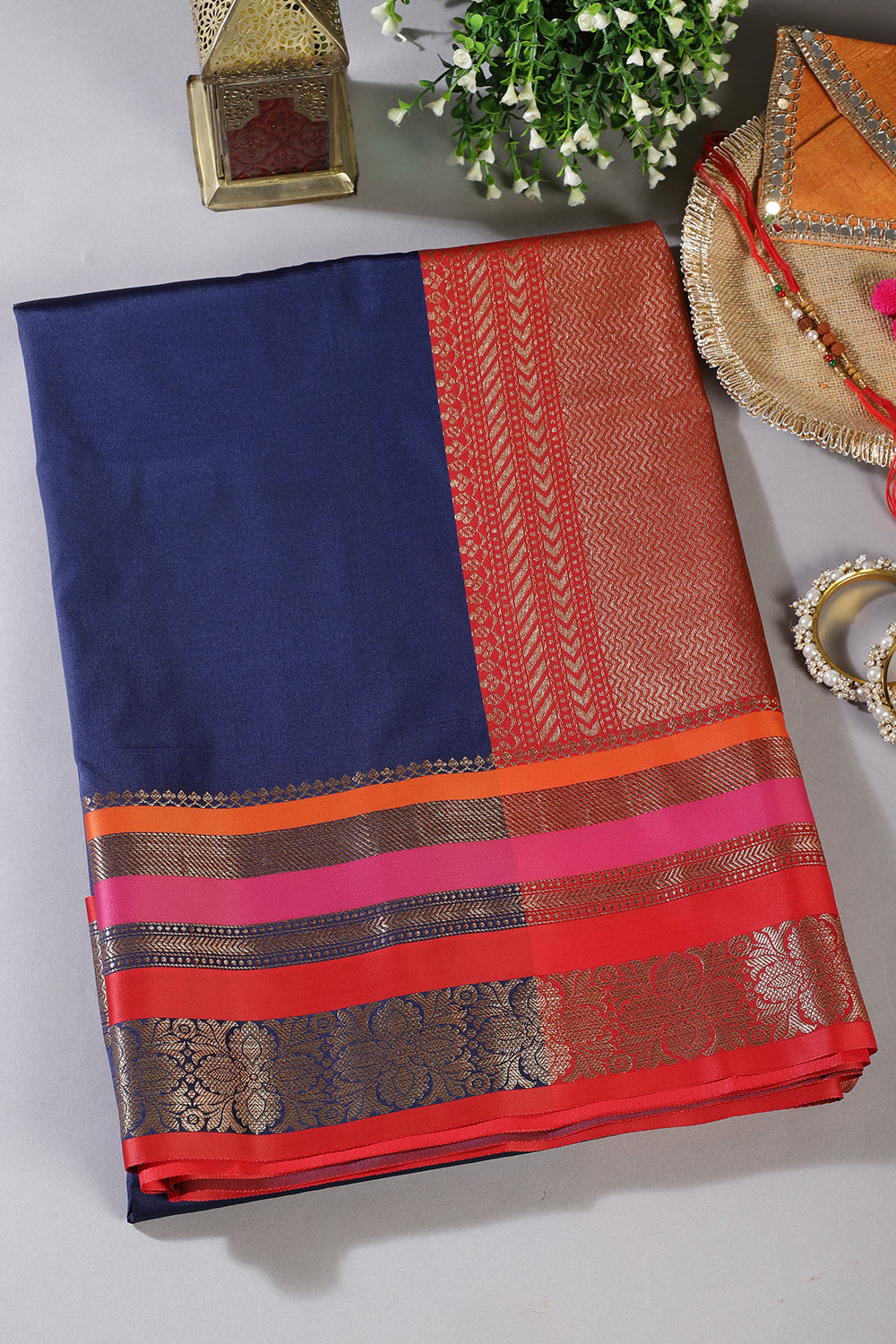 Navy Zari Woven Art Silk Saree