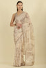Beige Floral Zari Taar Embroidered Kota Cotton Saree