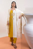 White & Mustard Pure Chanderi Cotton Straight Suit