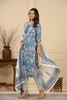 Blue Colour Cotton Printed Suit