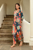 Blue Crepe Printed Co-Ord Dress