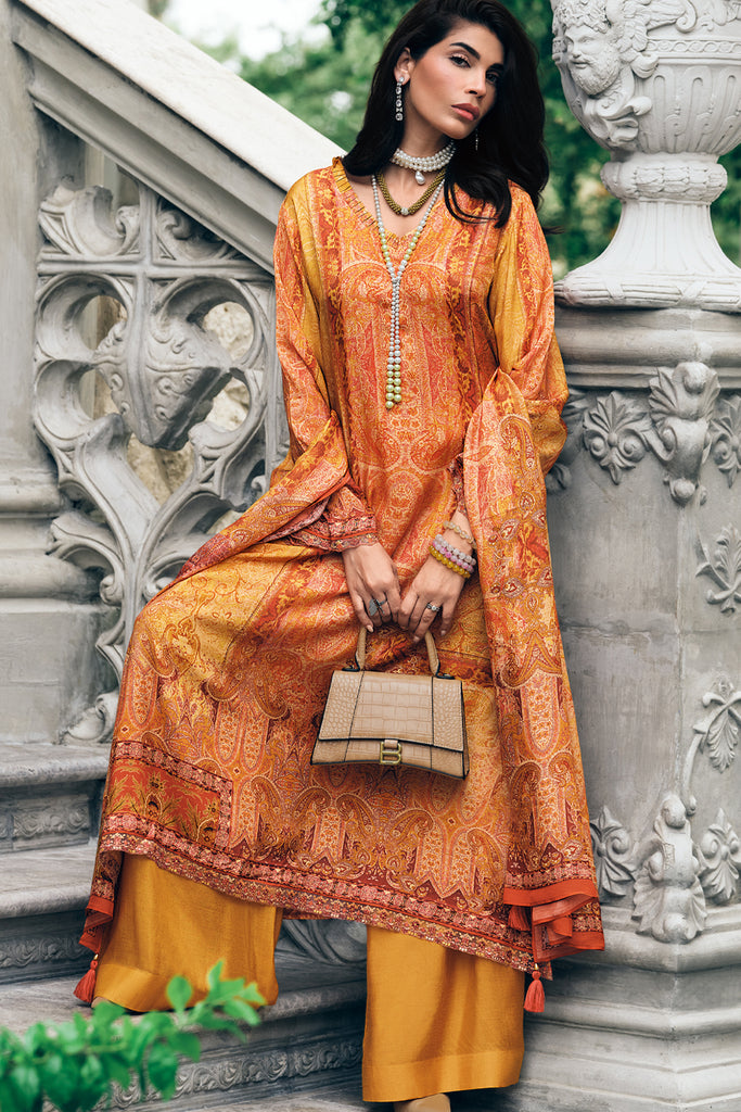 Mustard Colour Printed Muslin Unstitched Suit Material