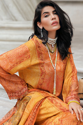 Mustard Colour Printed Muslin Unstitched Suit Material