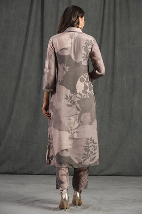 Grey Color Muslin Printed Kurta Set