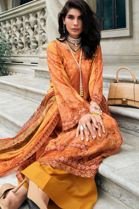 Mustard Colour Printed Muslin Unstitched Suit Material