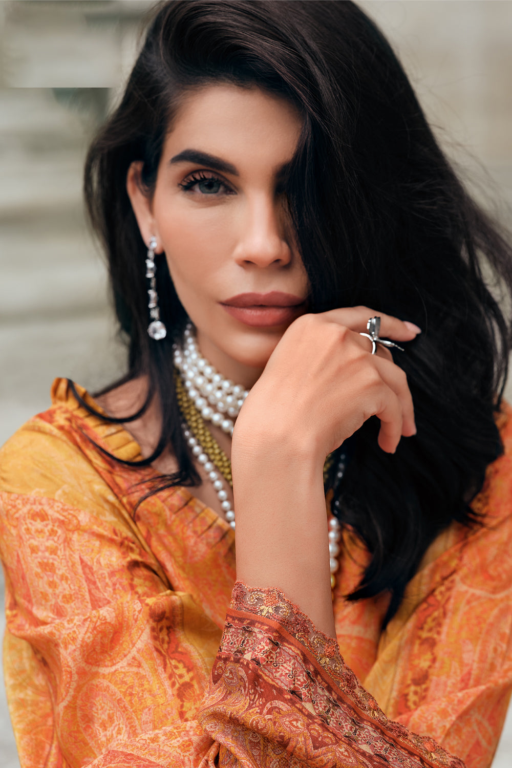 Mustard Colour Printed Muslin Unstitched Suit Material