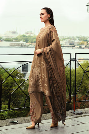 Beige Color Silk Woven Unstitched Suit Fabric