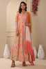 Orange Color Printed Anarkali Kurti With Duapatta