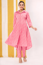 Pink Color Cotton Printed Co-Ord Set