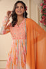 Orange Color Printed Anarkali Kurti With Duapatta