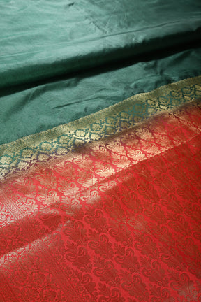 Bottle Green & Red Ombré  Silk Zari Woven Saree
