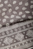 Grey Color Block Printed Cotton Silk Saree