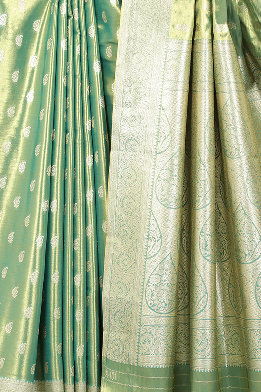 Teal & Gold Dual Toned Silk Woven Saree