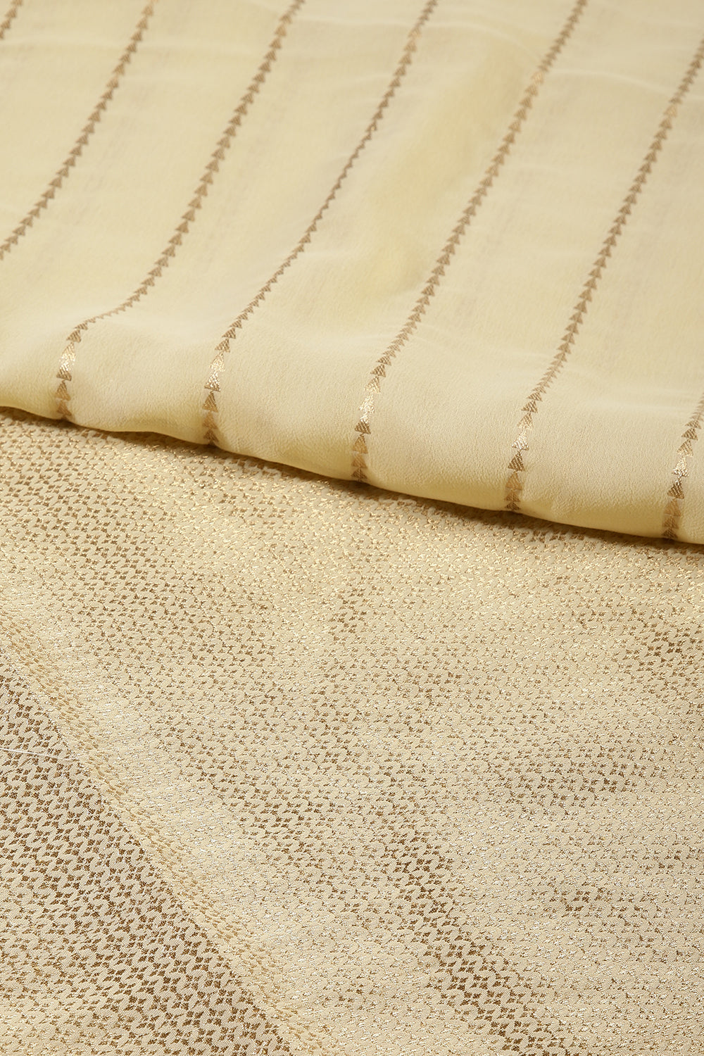 Cream Color Georgette Saree with Zari Pinstripes