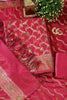 Fuchisa Coral Chanderi Silk Resham And Zari Woven Unstitched Suit Material