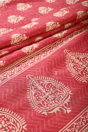 Light Maroon Colour Cotton Printed Saree