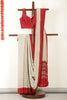 Beige & Red Crepe Printed Saree