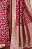 Wine Banarasi Silk Zari Woven Saree