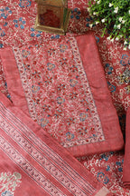 Maroon Chanderi Silk Mirror & Resham worked Unstitched Suit