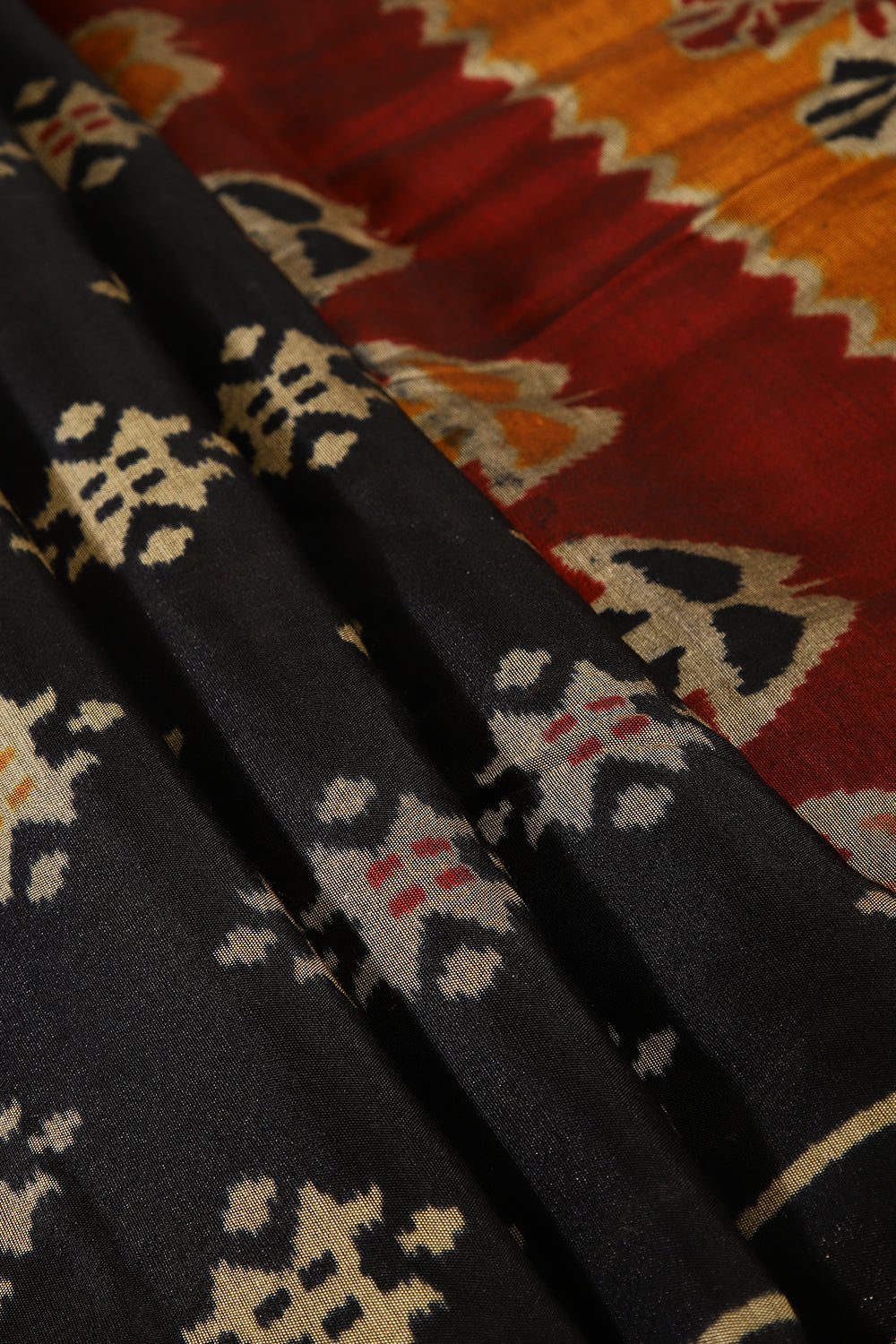 Black Color Printed Chanderi Cotton Saree with Zari Border