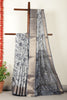 Grey Floral Printed Cotton Silk Saree