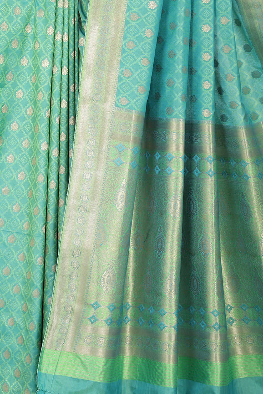 Parrot Green Soft Silk Zari and Resham Woven Saree