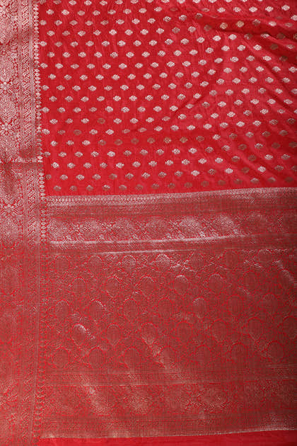 Red Cotton Silk Zari Woven Saree