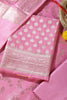 Pink Silk Zari Woven Unstitched Suit Fabric