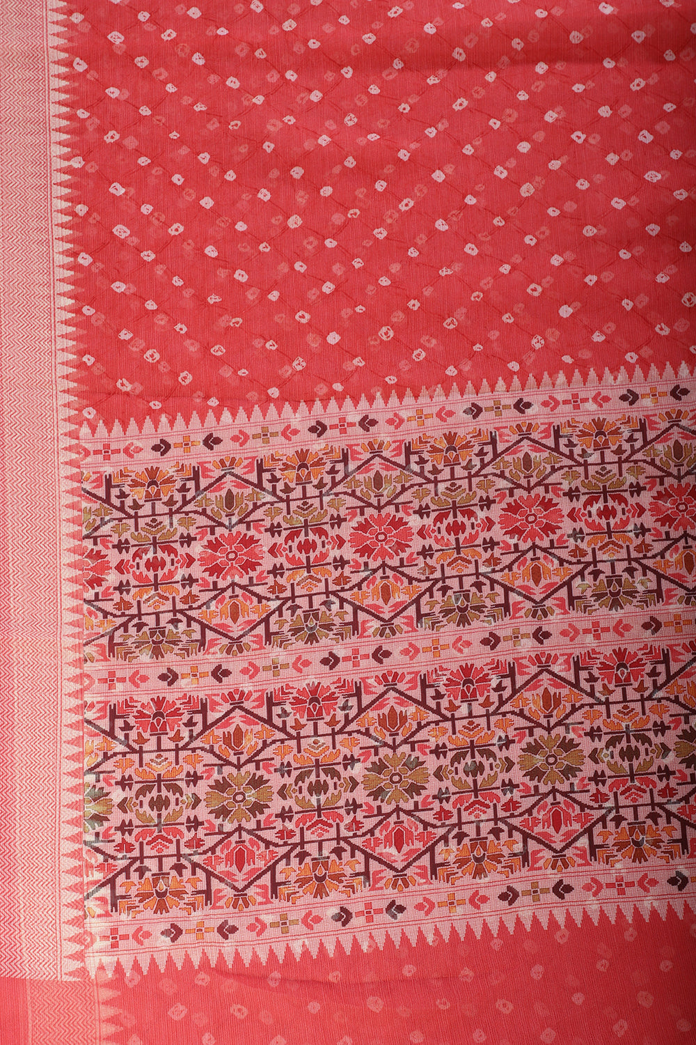 Red Printed Chiffon Saree