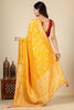 Mustard Banarasi Silk Zari Floral Zaal Woven Saree