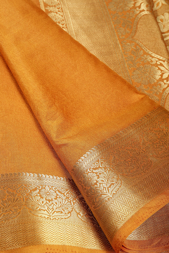 Fiery Orange Color Silk Woven Saree