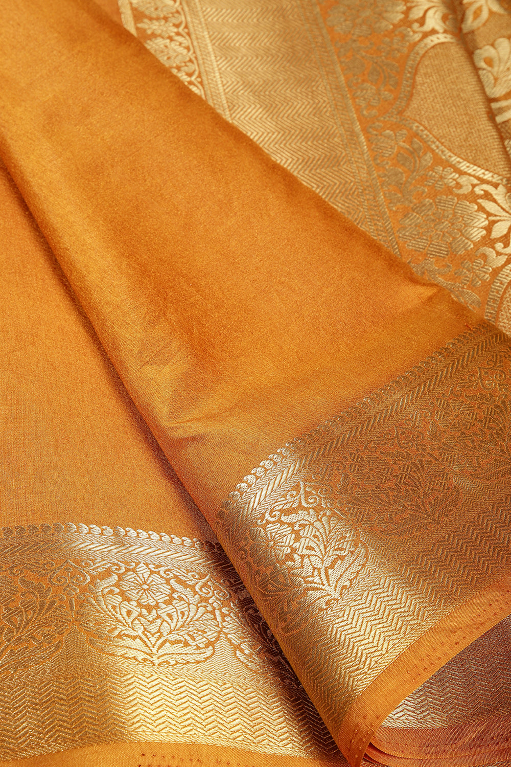 Fiery Orange Color Silk Woven Saree
