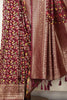 Wine Silk Resham & Zari Woven Saree