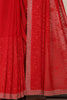 Red Georgette Resham Floral Jal Woven And Swarovski Work Saree