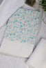 White & Blue Cotton Floral Printed and Resham Embroidered Unstitched Suit Material