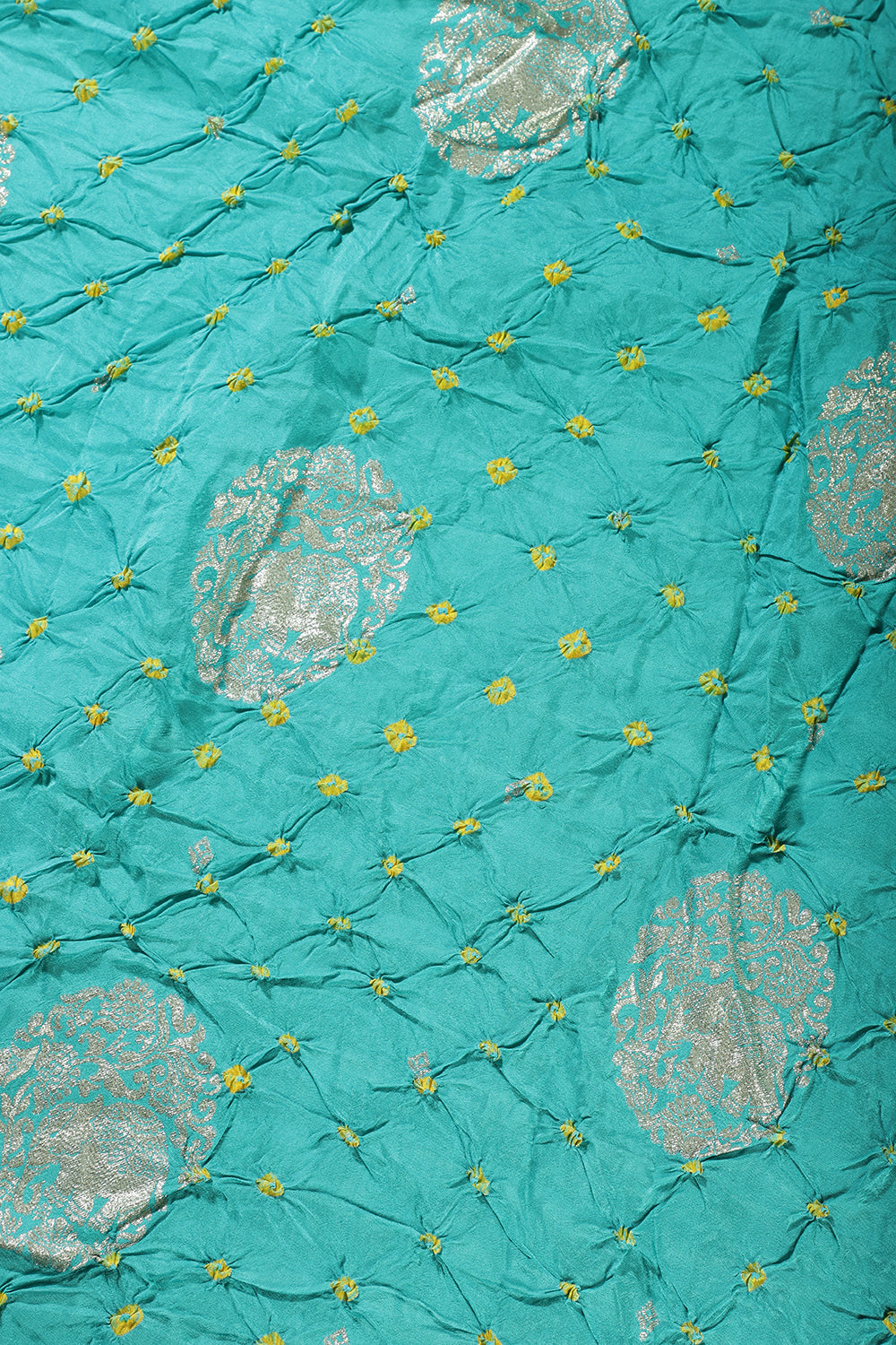 Firozi Color Bandhej Modal Silk Zari Woven Saree