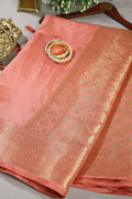 Peach Colour Silk Woven Saree