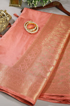 Peach Colour Silk Woven Saree