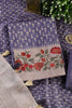 Voilet Tussar Cotton Printed And Floral Embroidered Unstiched Suit Material