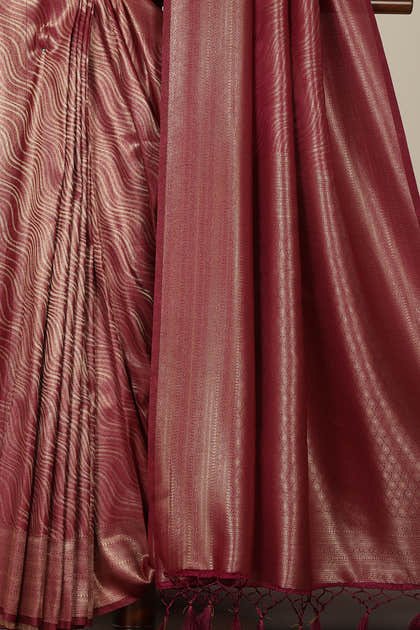Dark Scarlet Zari Woven Soft Silk Saree