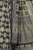 Black & Navy Cotton Block Printed Saree