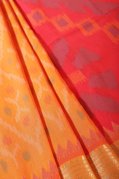 Orange Soft Silk Resham & Zari Woven Saree