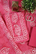 Dark Pink Shibori Printed Unstitched Suit Fabric