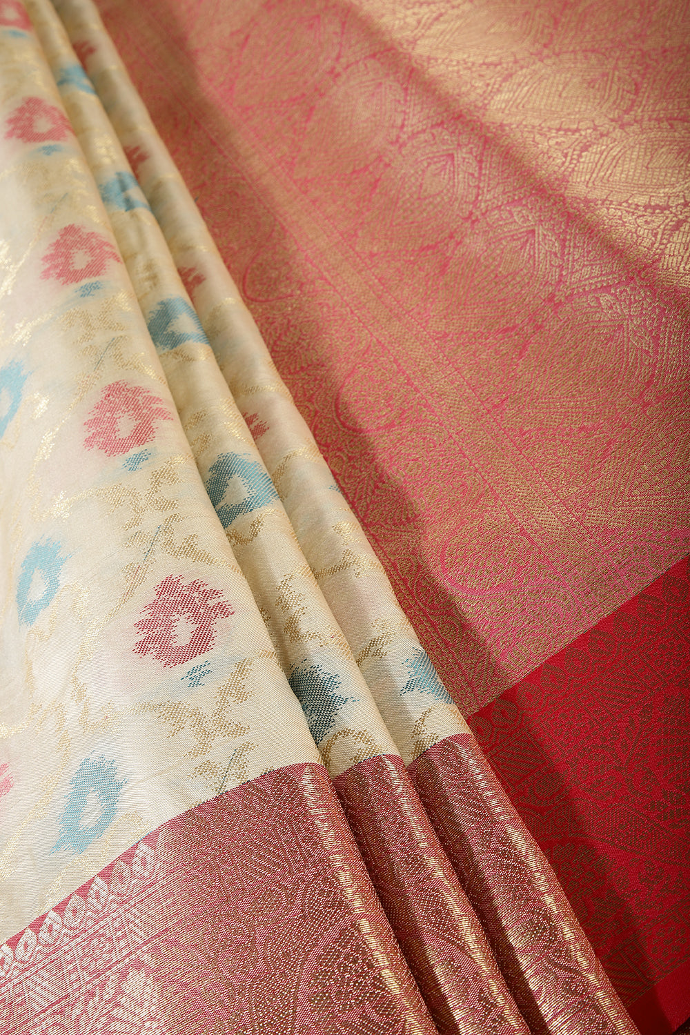 Cream Color Cotton Silk Woven Saree